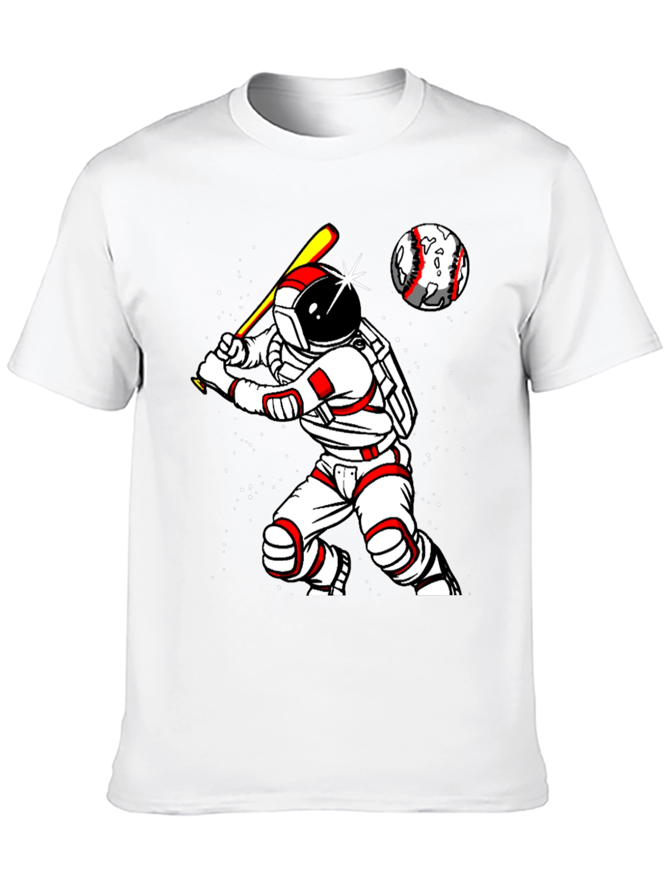 Astronaut Baseball Player Graphic T-Shirt