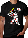 Astronaut Baseball Player Graphic T-Shirt