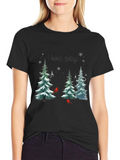 Seasons Greetings Christmas Tree Cardinal T-Shirt