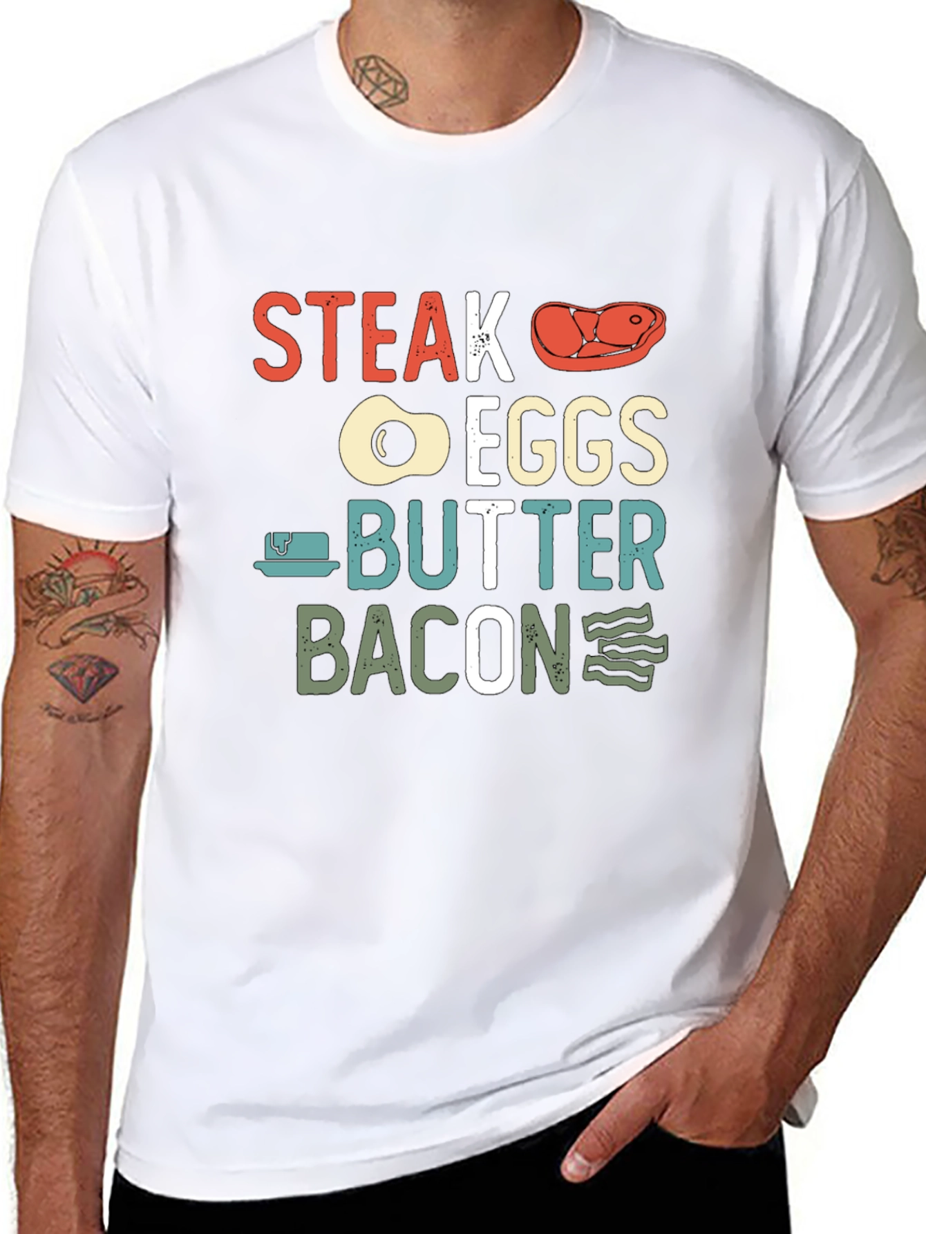 Steak Eggs Butter Bacon Graphic T-Shirt