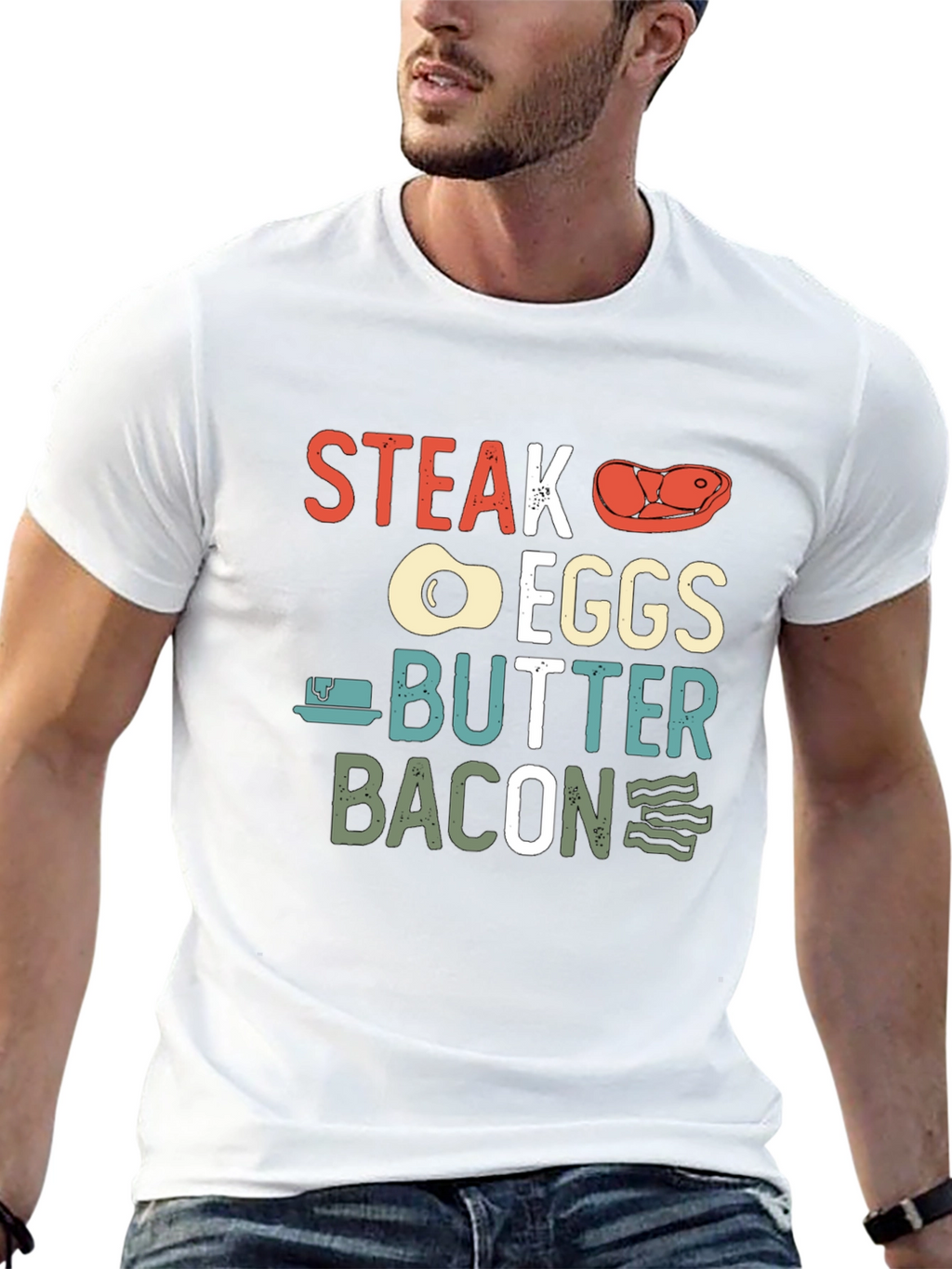 Steak Eggs Butter Bacon Graphic T-Shirt