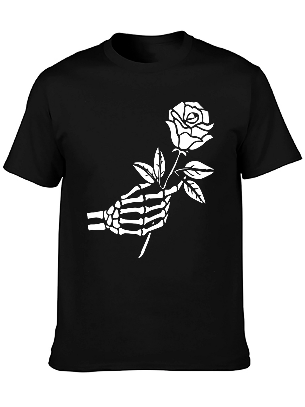 Skeleton Hand Rose Graphic Tee - Gothic Style