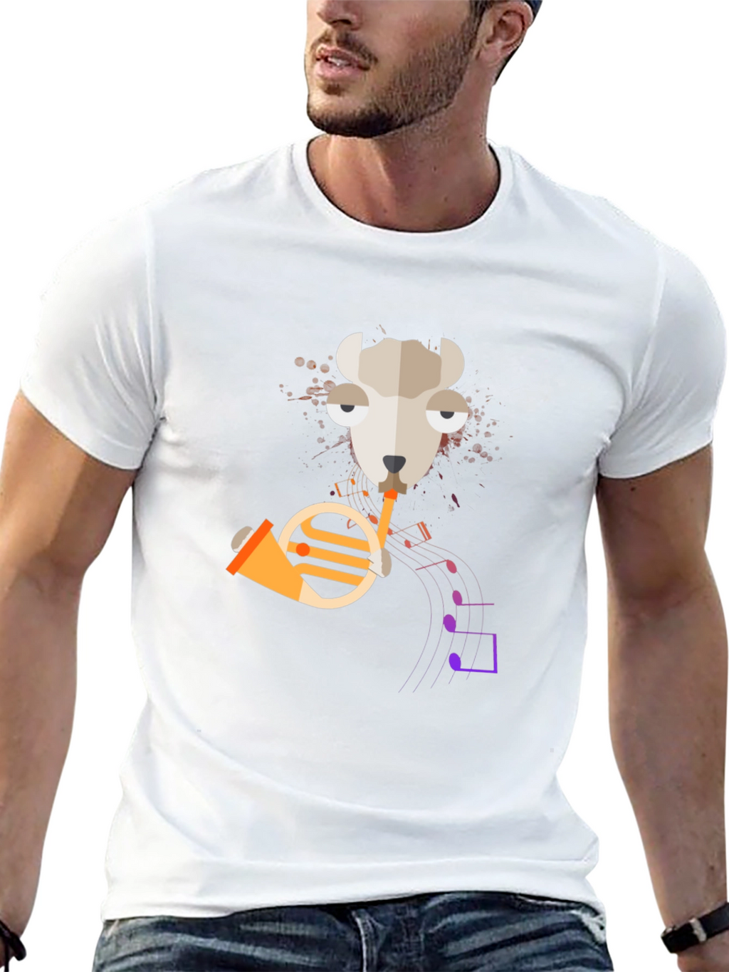 Musical Llama T-Shirt - Funny Animal Horn Design