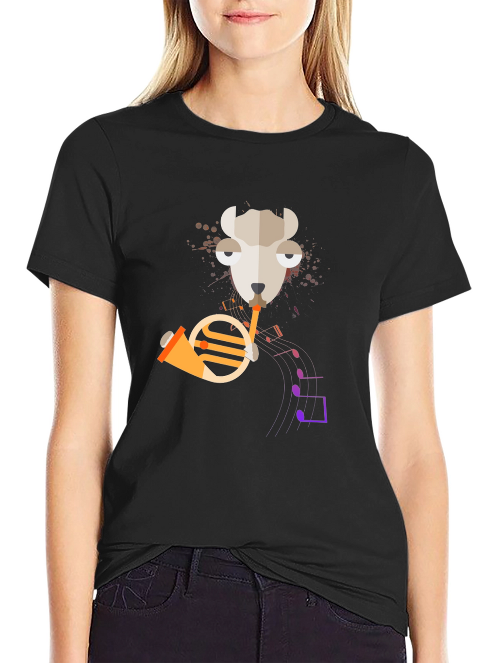 Musical Llama T-Shirt - Funny Animal Horn Design