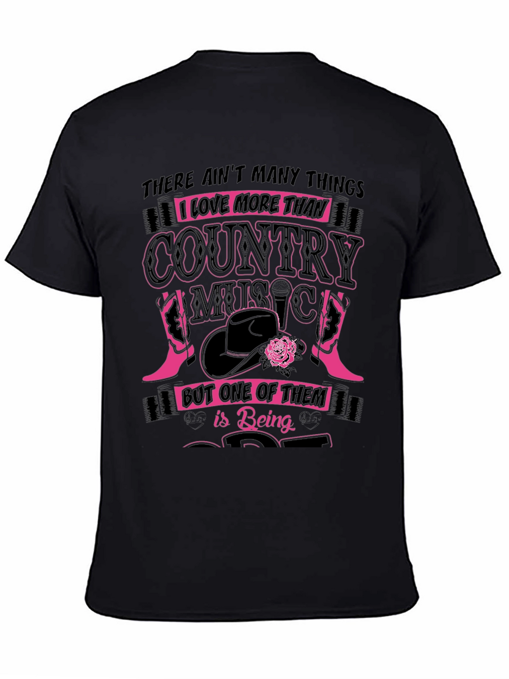 Country Music Lover Black Graphic Tee