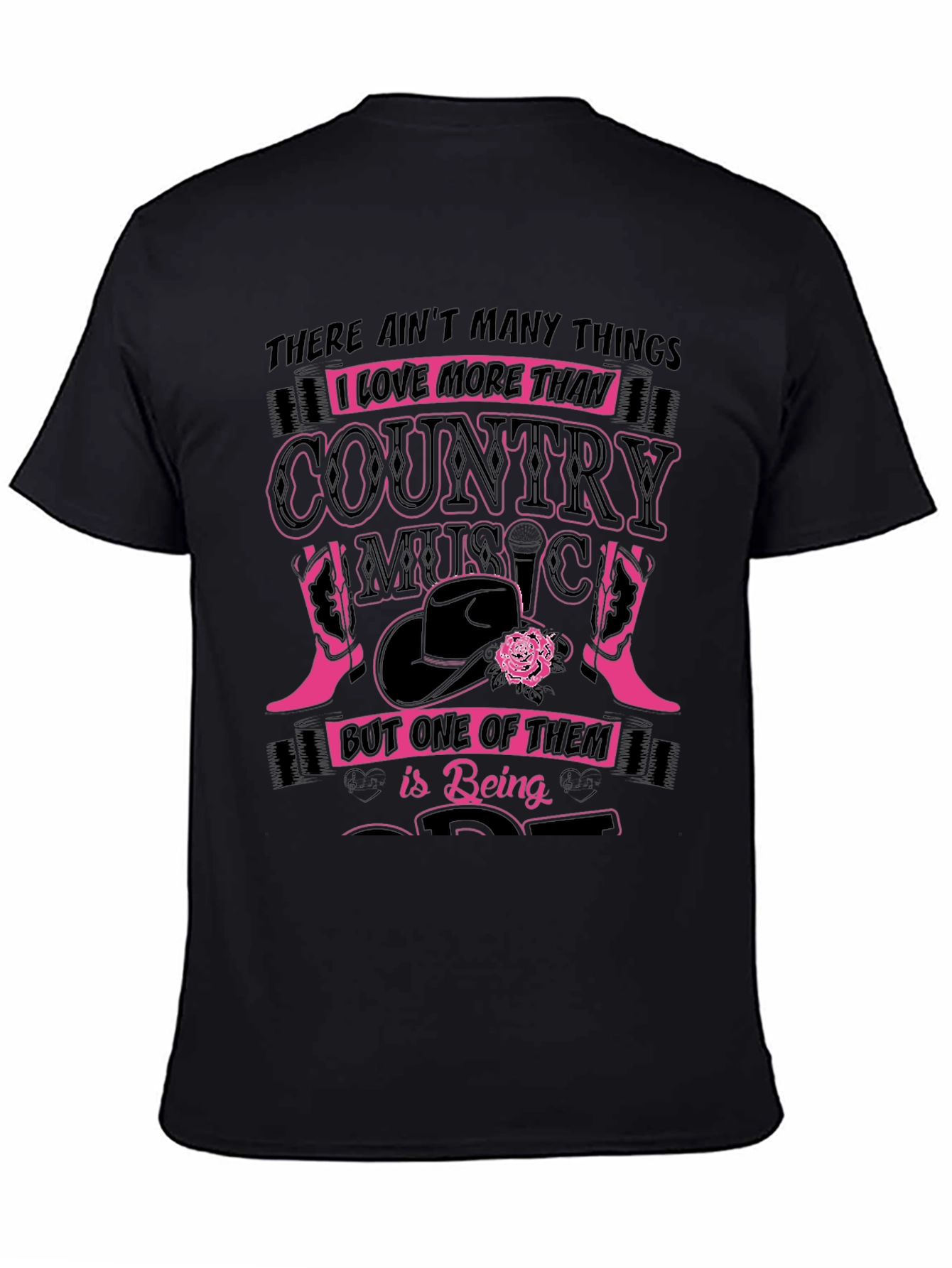Country Music Lover Black Graphic Tee