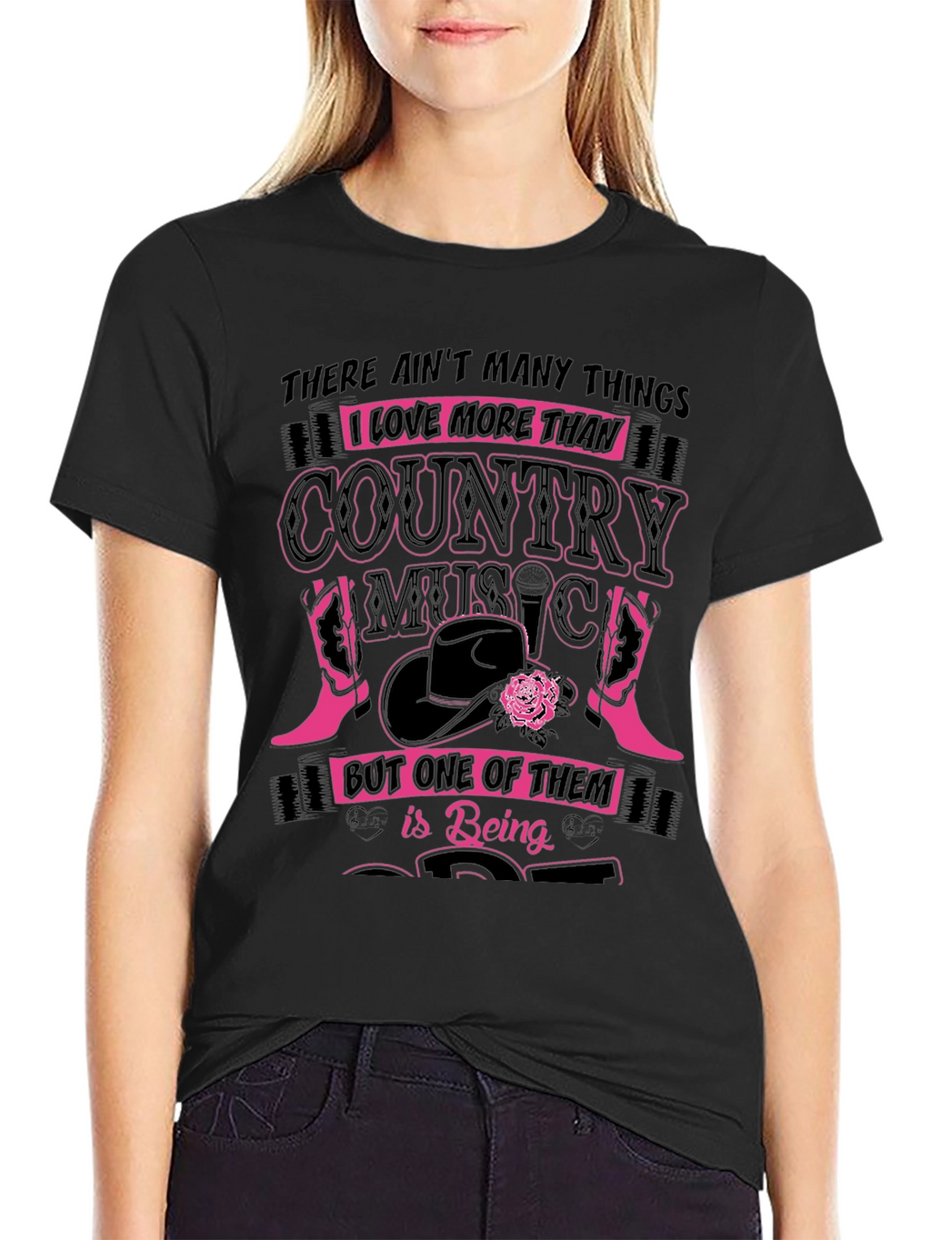 Country Music Lover Black Graphic Tee