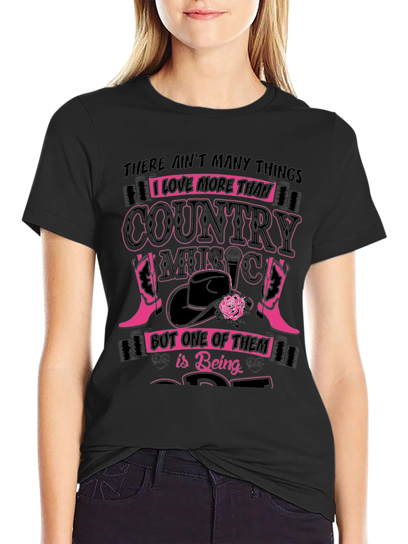 Country Music Lover Black Graphic Tee