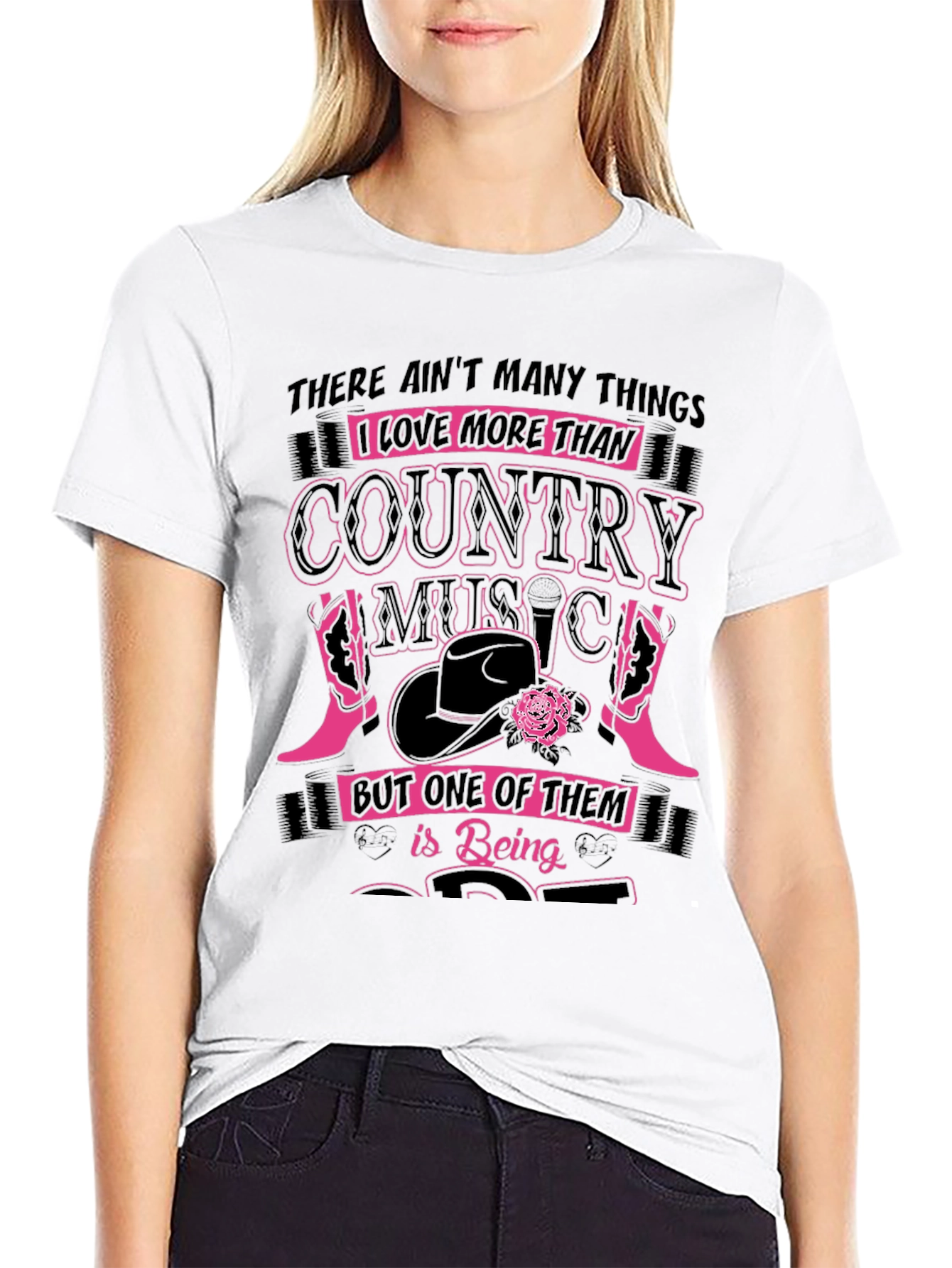 Country Music Lover Black Graphic Tee