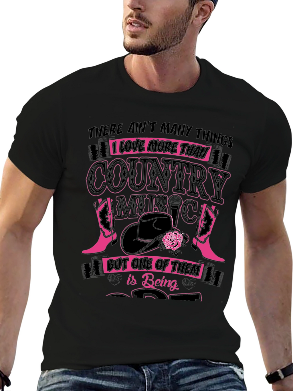 Country Music Lover Black Graphic Tee