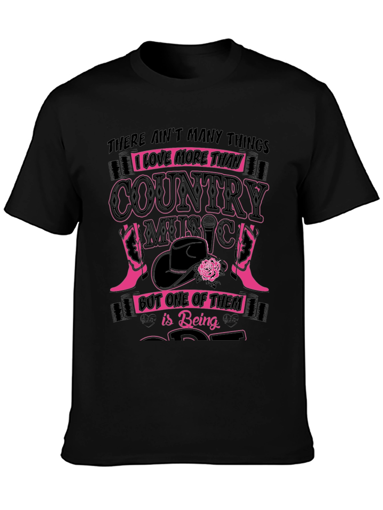 Country Music Lover Black Graphic Tee