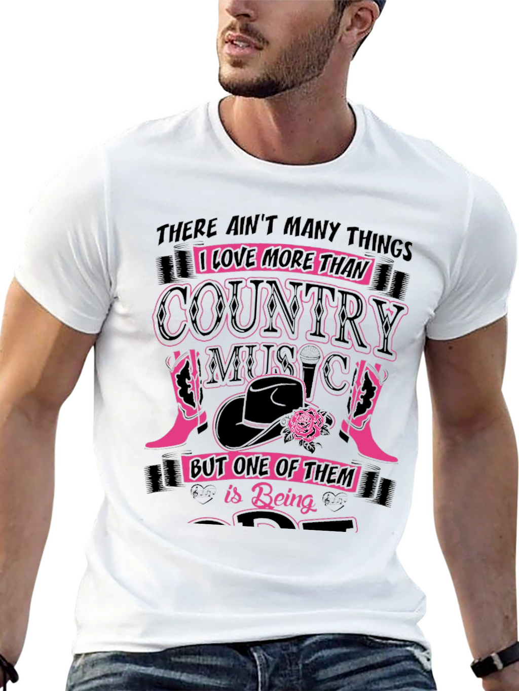 Country Music Lover Black Graphic Tee