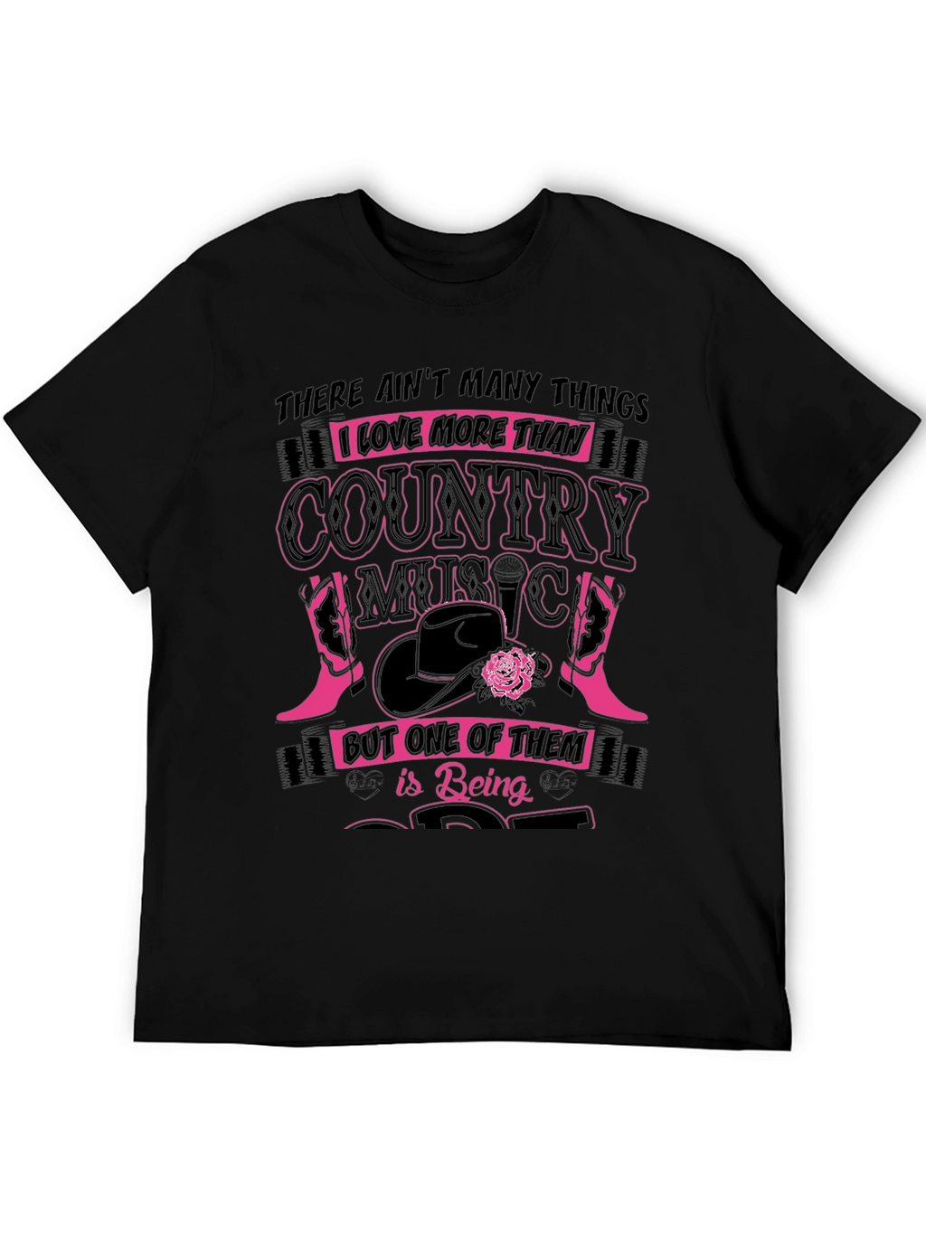 Country Music Lover Black Graphic Tee