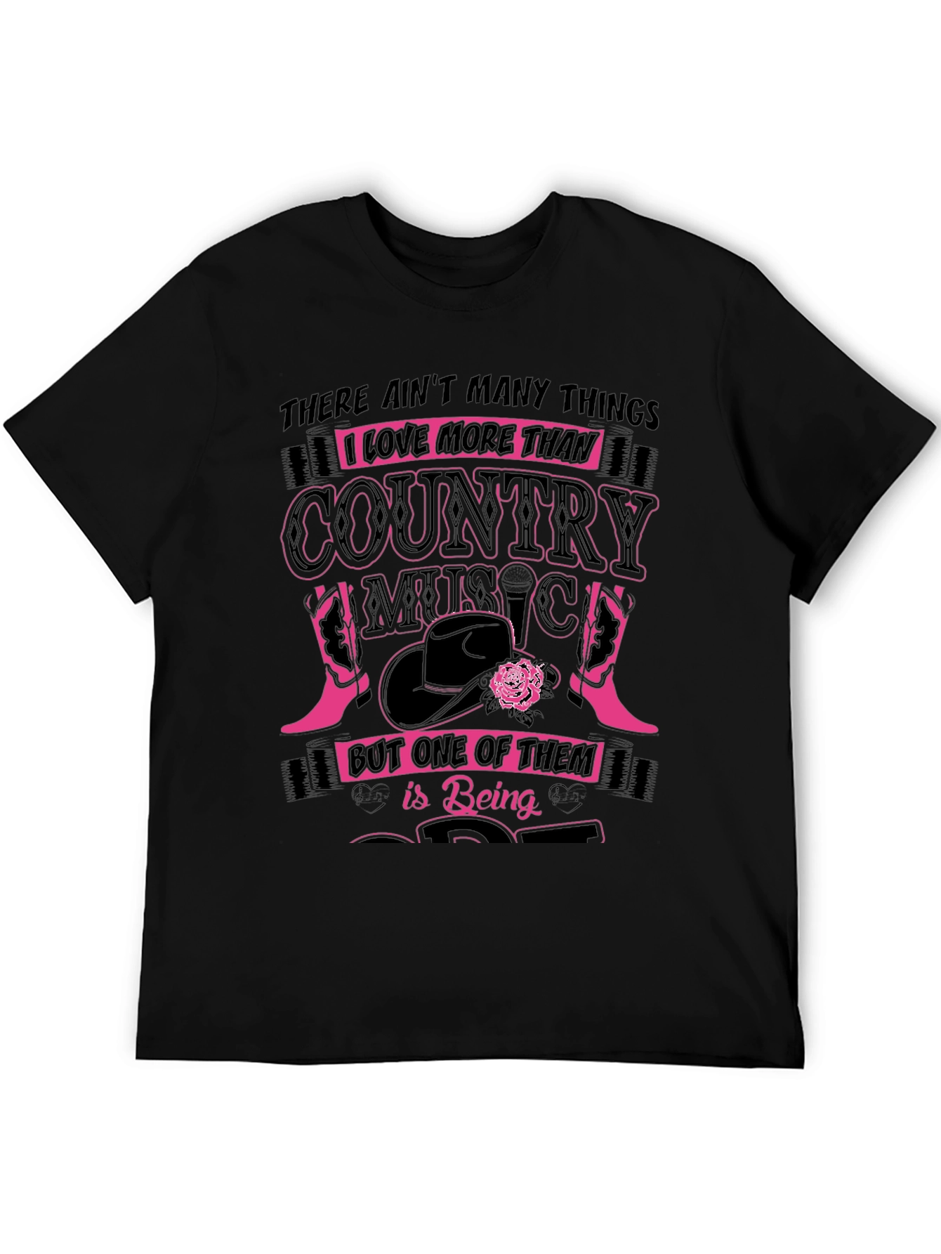 Country Music Lover Black Graphic Tee