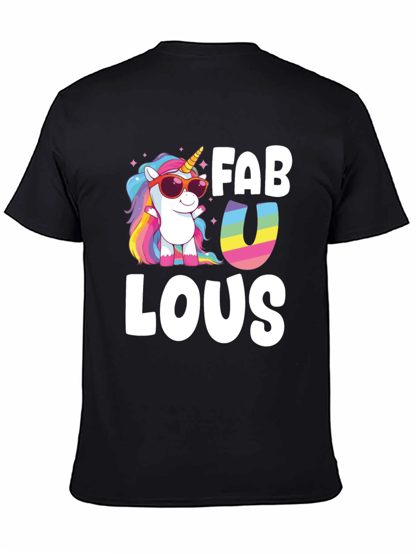 Fabulous Unicorn Graphic Tee - Black Cotton Blend