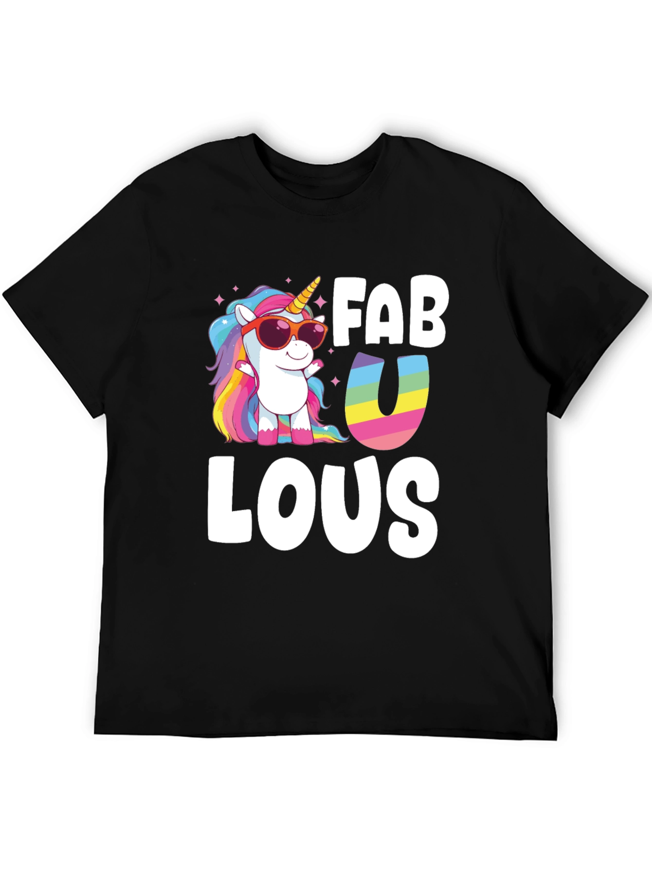 Fabulous Unicorn Graphic Tee - Black Cotton Blend