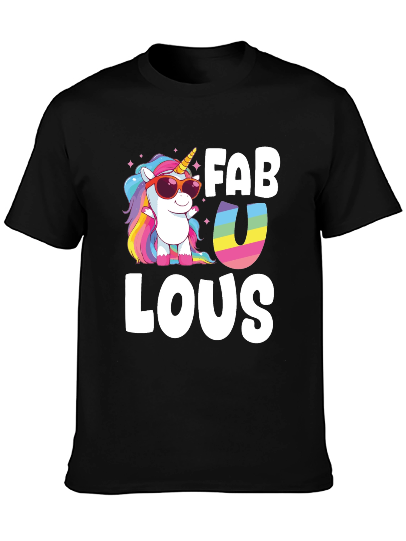 Fabulous Unicorn Graphic Tee - Black Cotton Blend