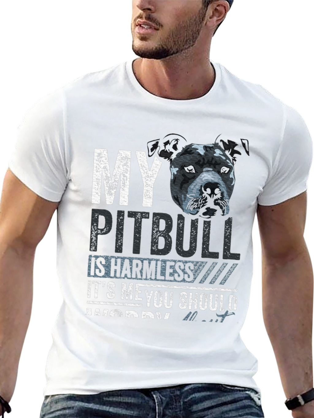 My Pitbull Is Harmless Funny Graphic Tee