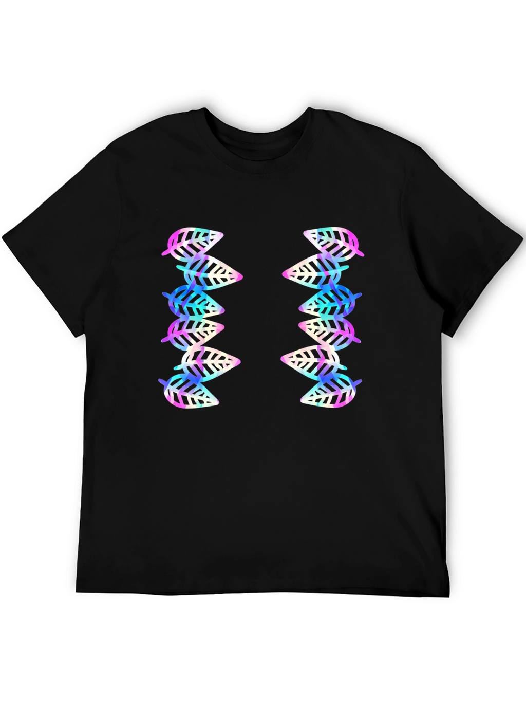 Leaf Pattern Black T-Shirt