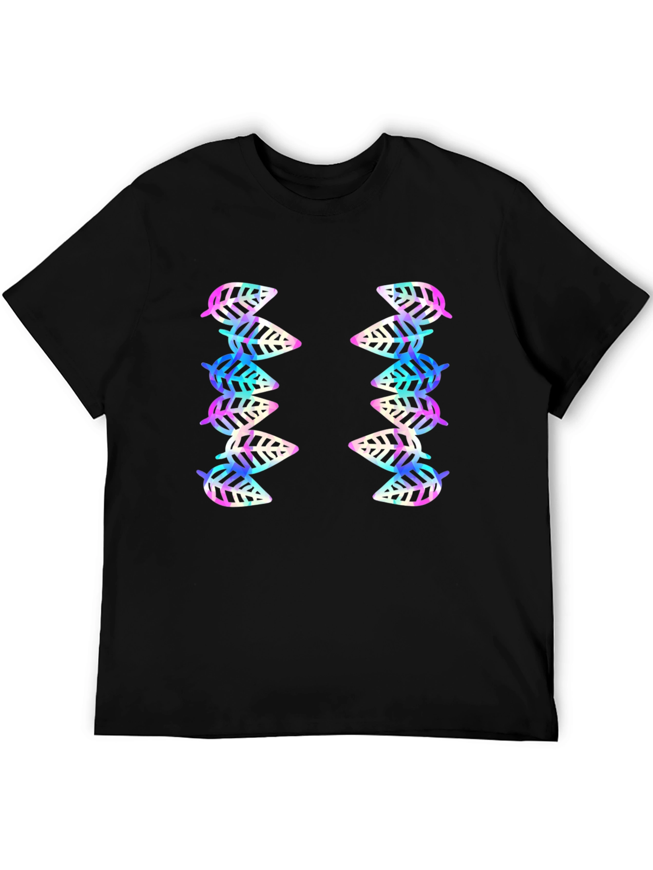 Leaf Pattern Black T-Shirt