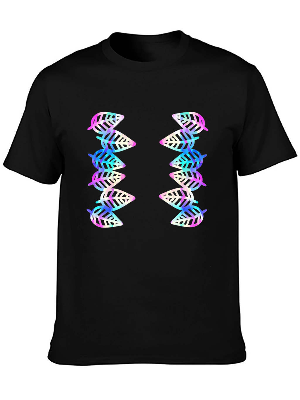 Leaf Pattern Black T-Shirt