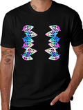 Leaf Pattern Black T-Shirt