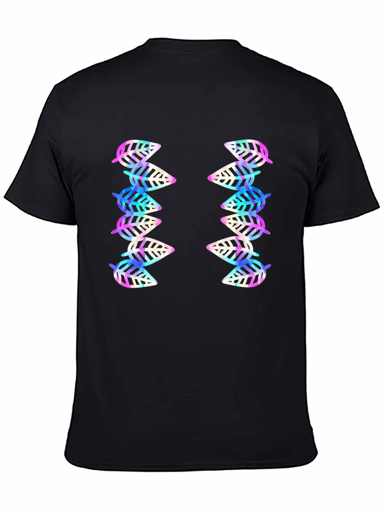 Leaf Pattern Black T-Shirt