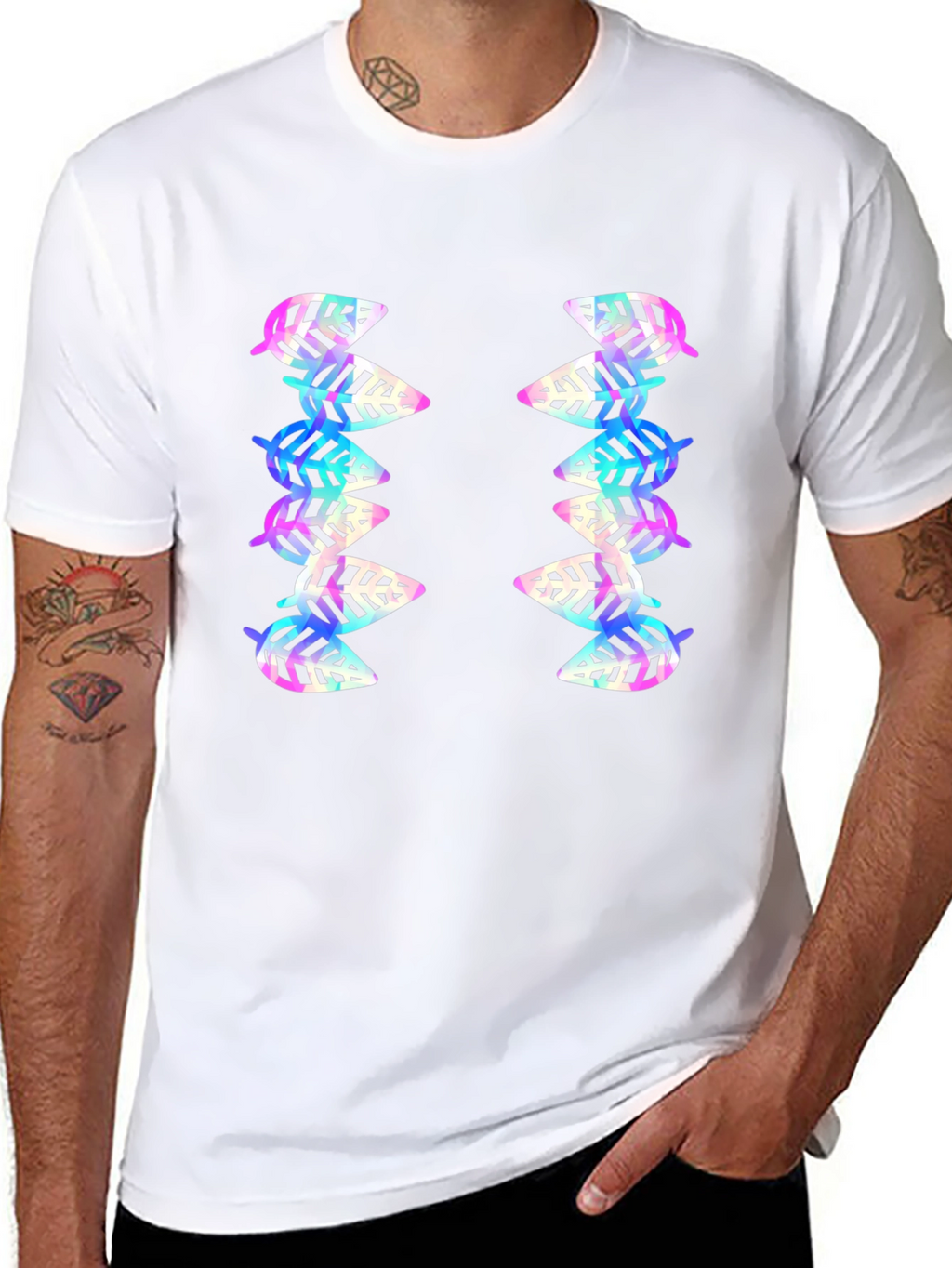 Leaf Pattern Black T-Shirt