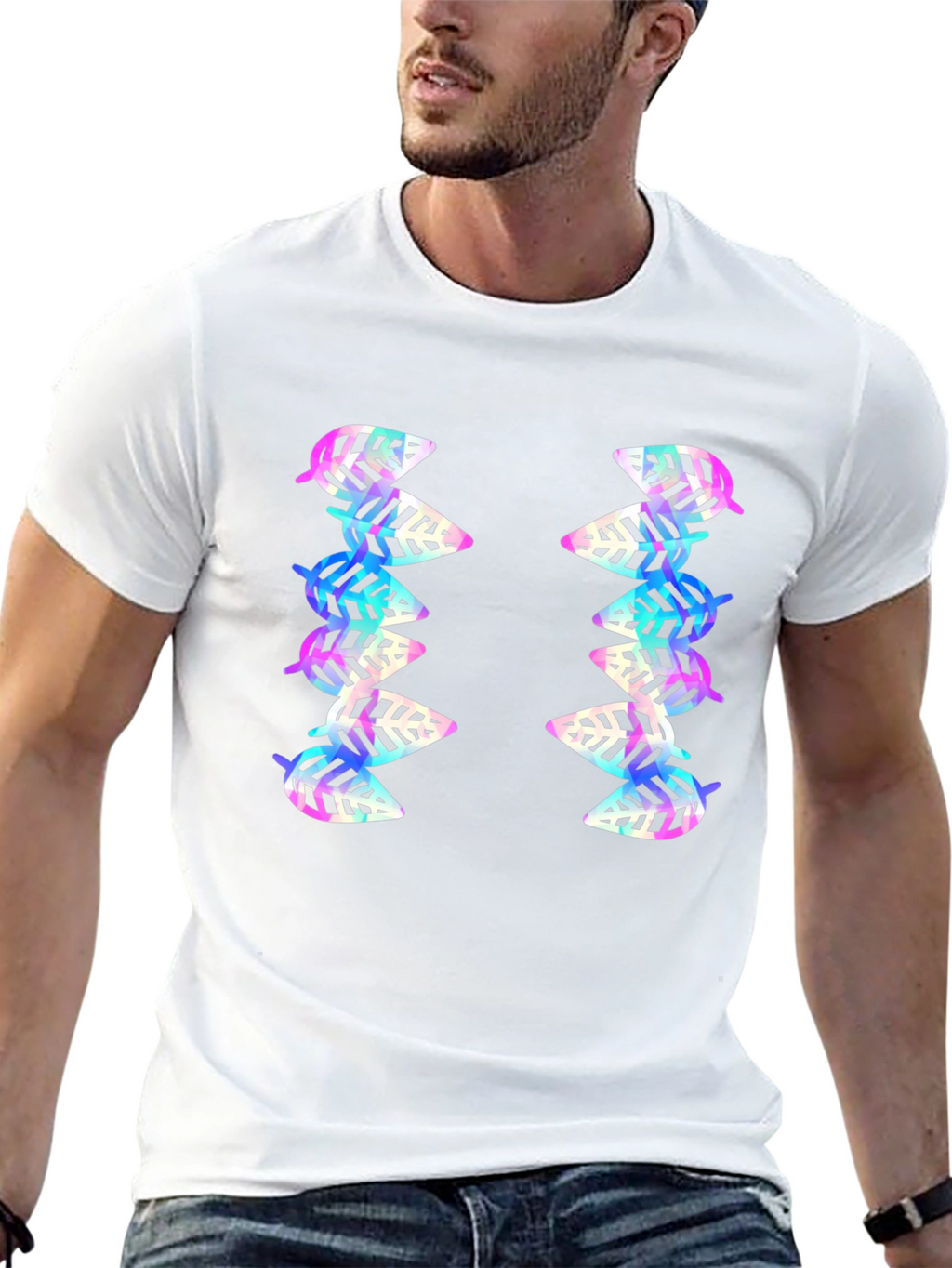 Leaf Pattern Black T-Shirt
