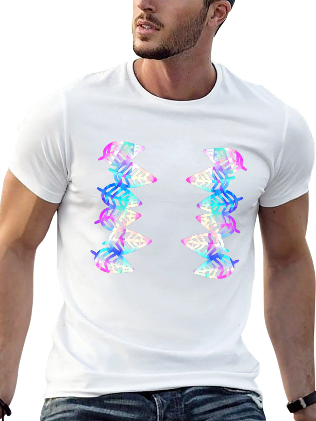 Leaf Pattern Black T-Shirt