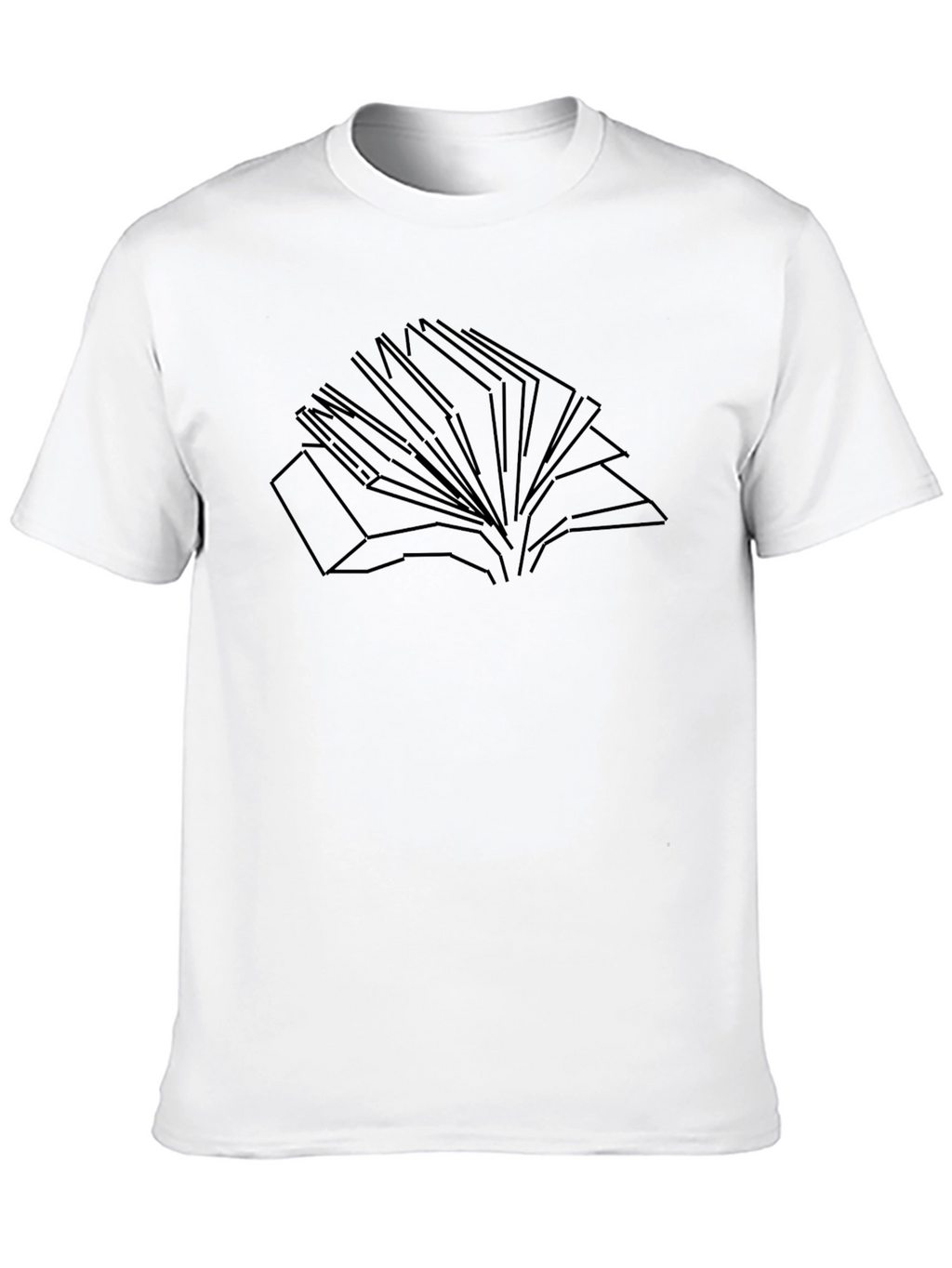 Minimalist Open Book Line Art Black T-Shirt