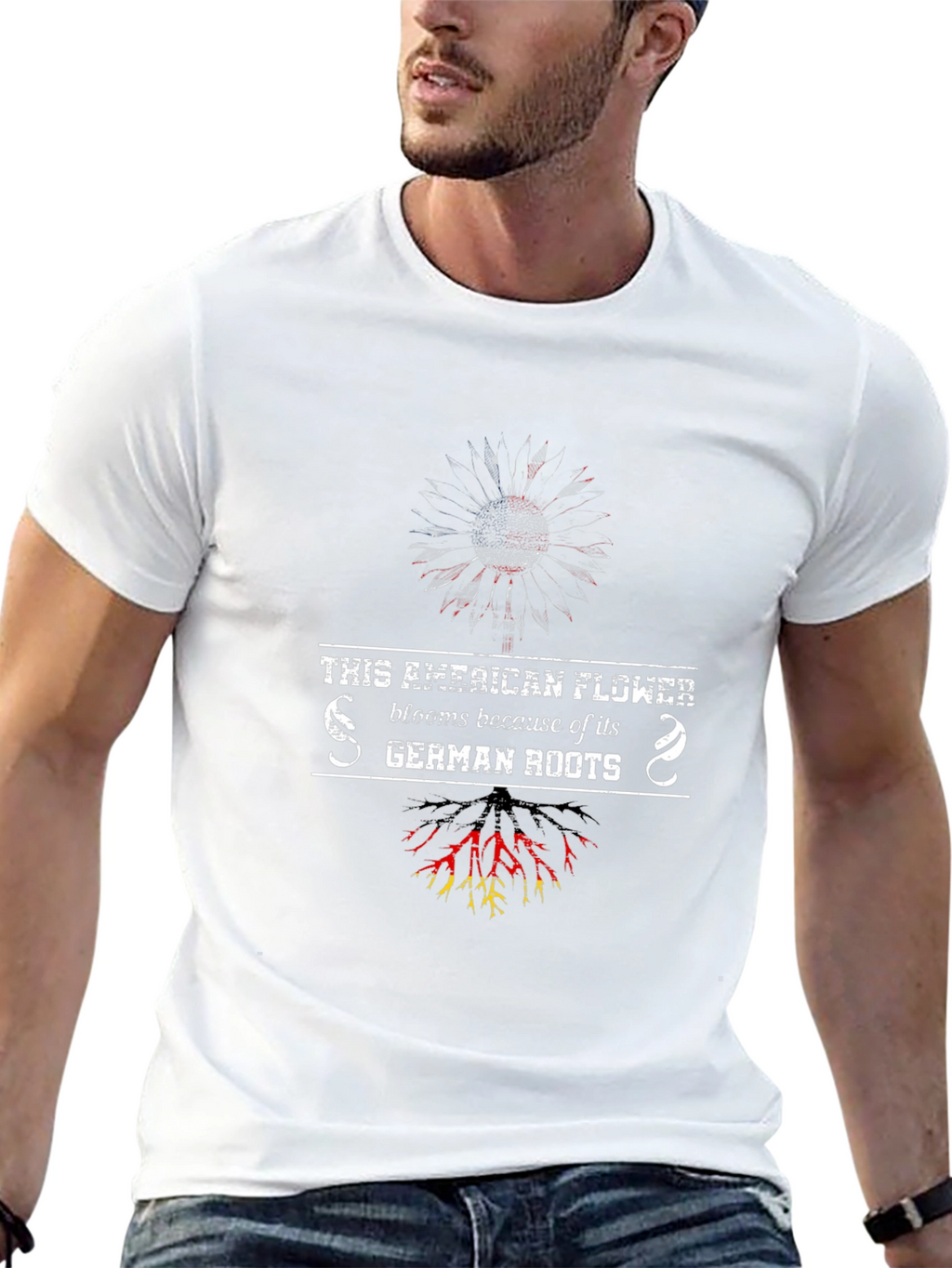 American Flower German Roots Graphic T-Shirt