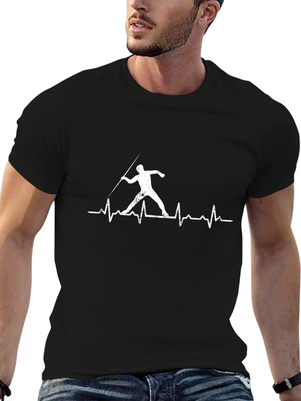 Javelin Thrower Heartbeat T-Shirt - Track & Field Tee