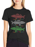 Festive Fishing T-Shirt - Ugly Christmas Sweater Style