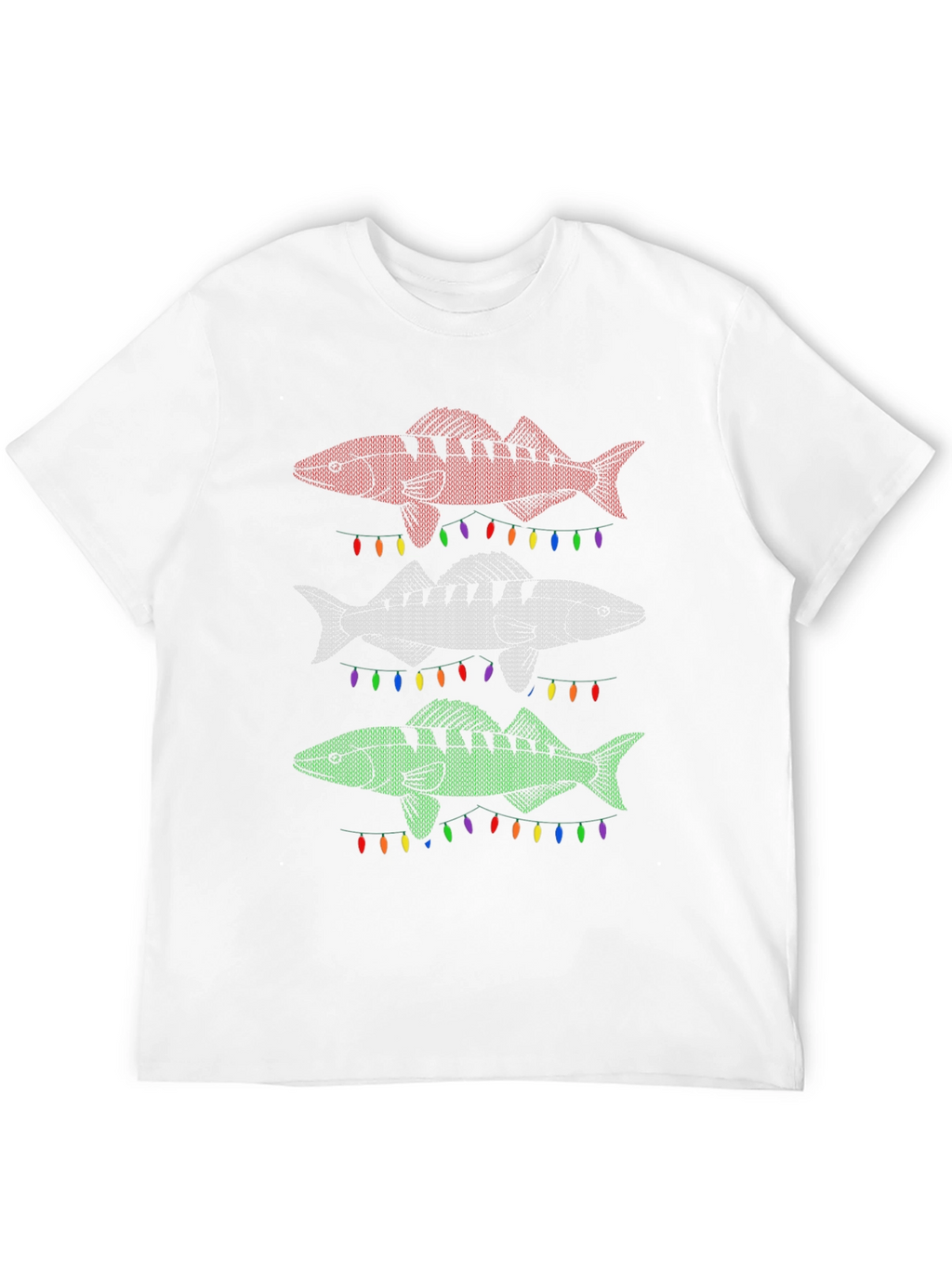 Festive Fishing T-Shirt - Ugly Christmas Sweater Style