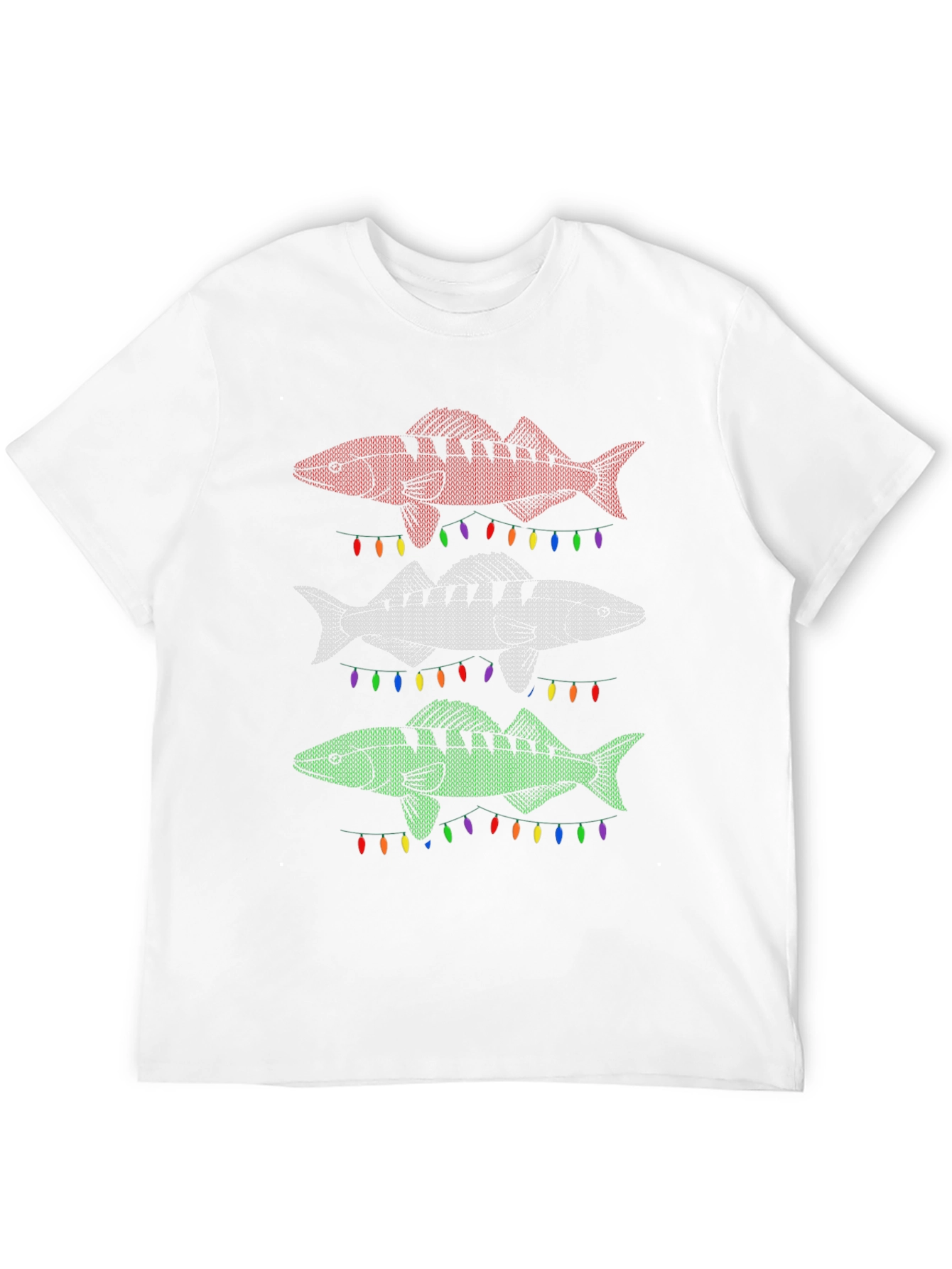 Festive Fishing T-Shirt - Ugly Christmas Sweater Style
