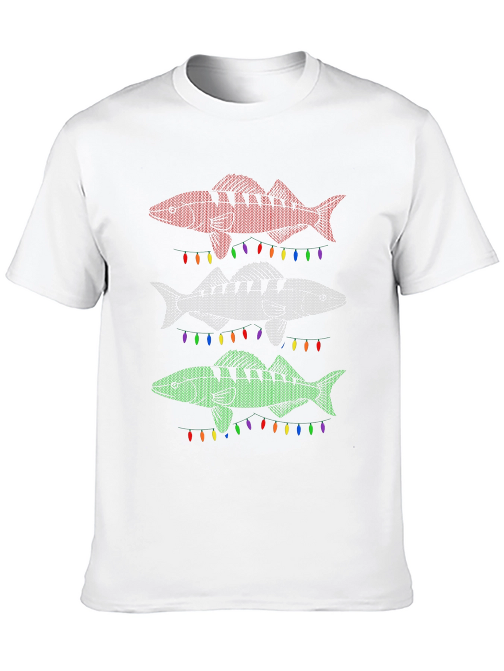 Festive Fishing T-Shirt - Ugly Christmas Sweater Style