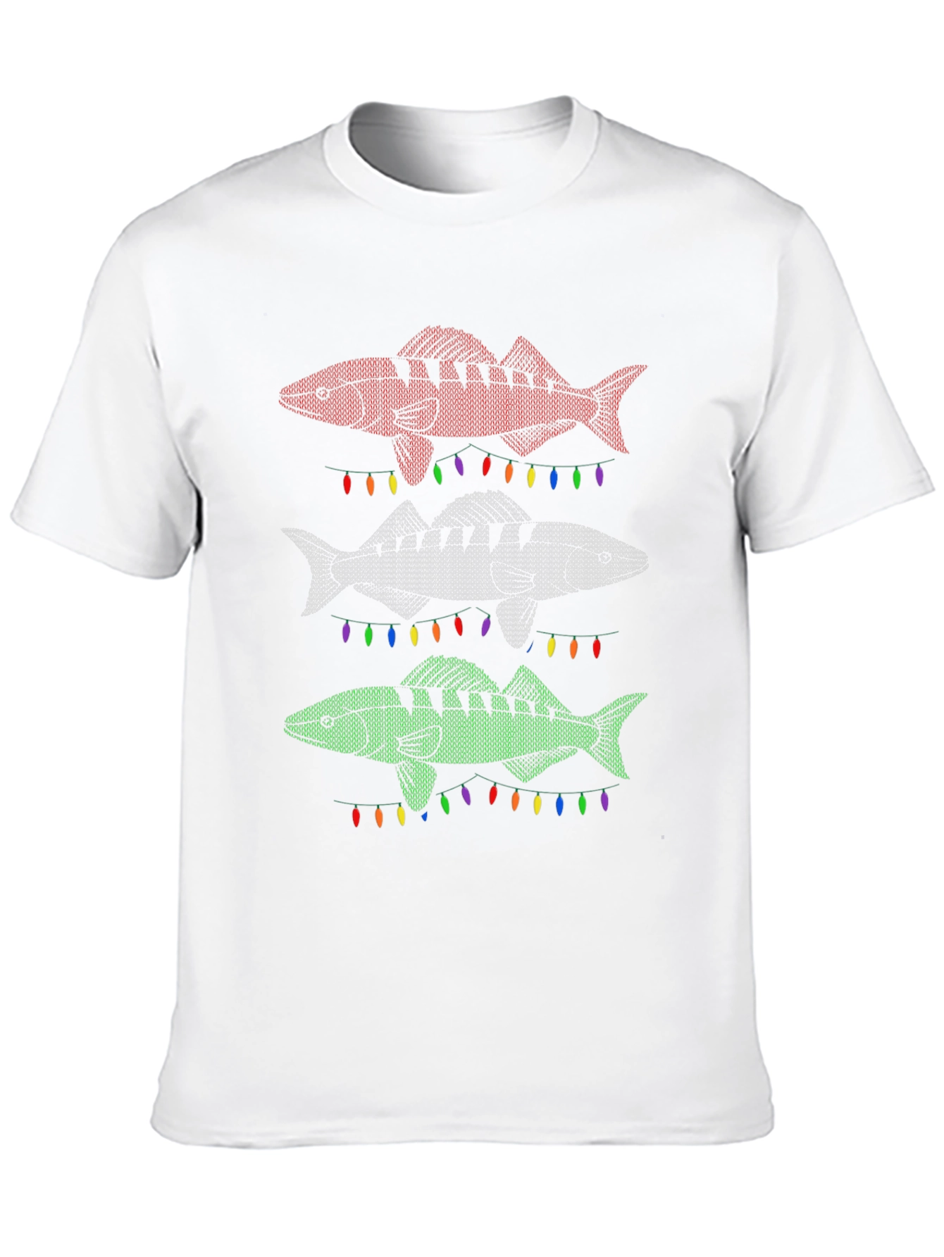 Festive Fishing T-Shirt - Ugly Christmas Sweater Style