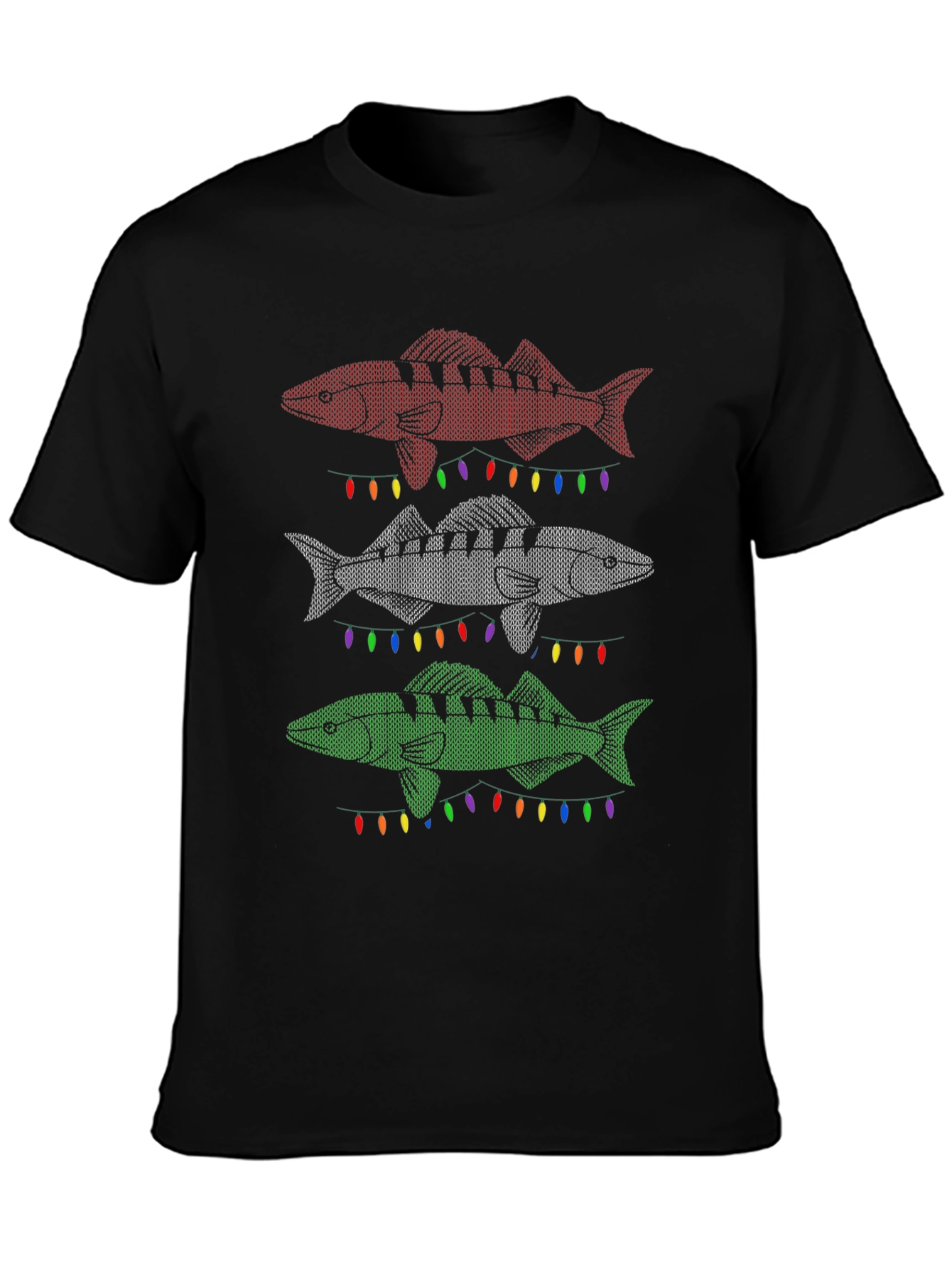 Festive Fishing T-Shirt - Ugly Christmas Sweater Style