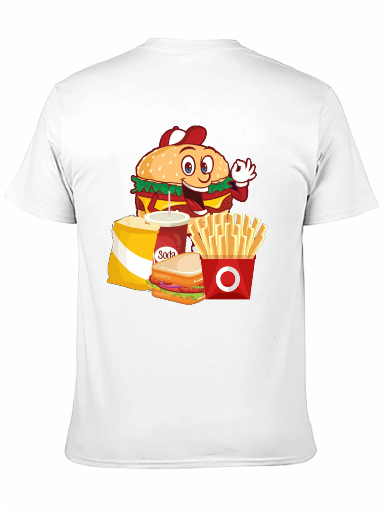 Cartoon Fast Food Black T-Shirt