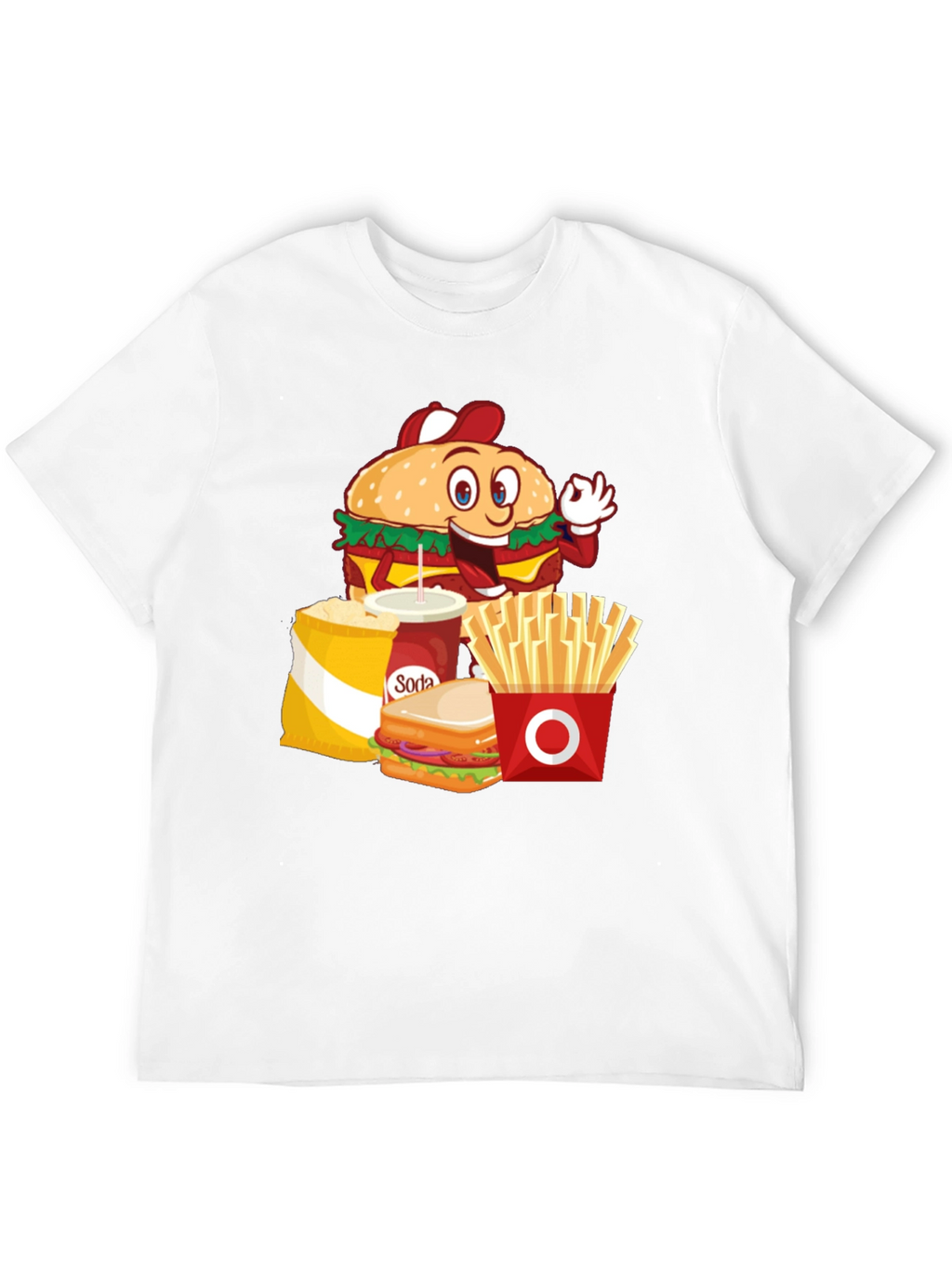 Cartoon Fast Food Black T-Shirt