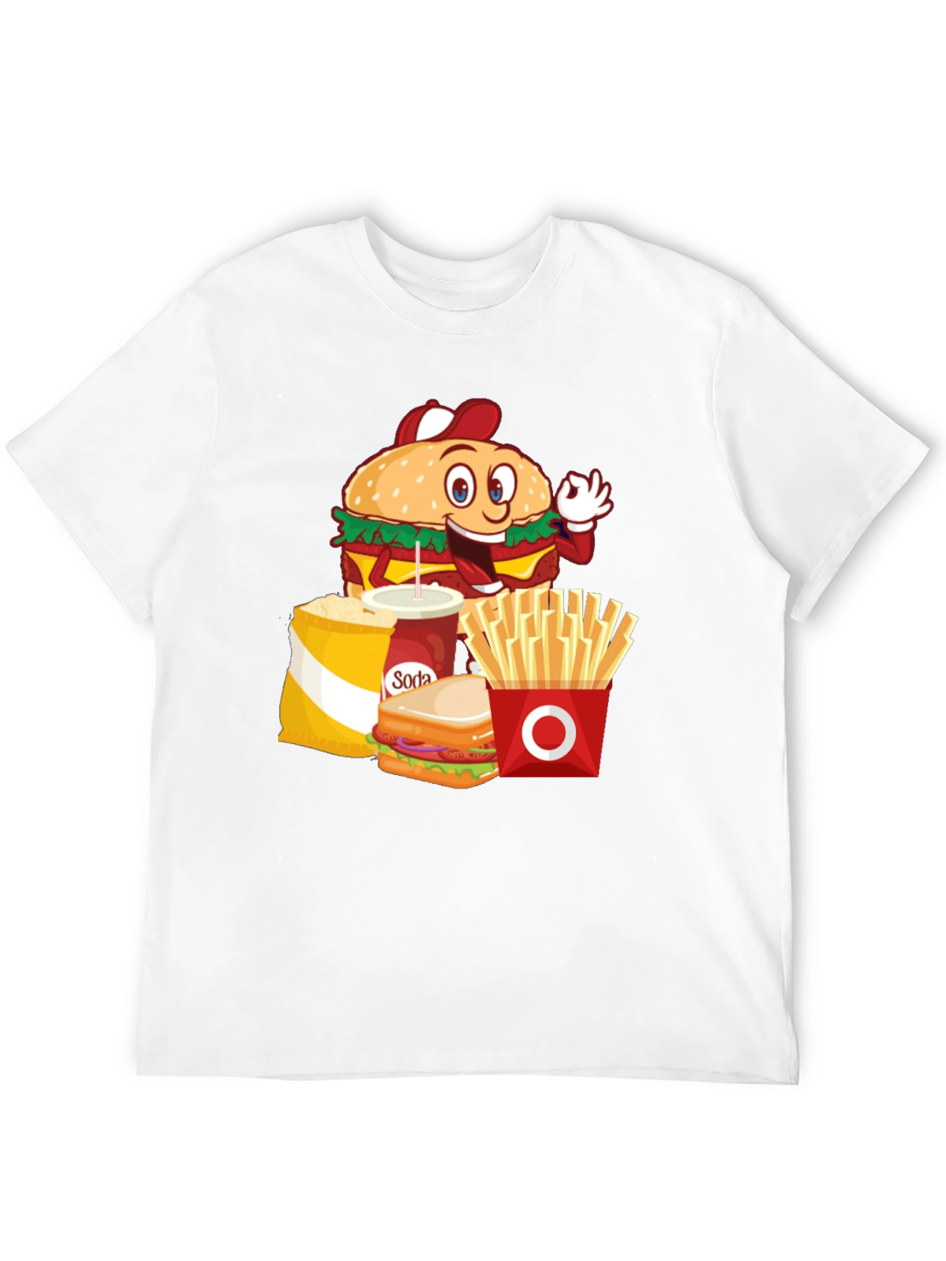 Cartoon Fast Food Black T-Shirt