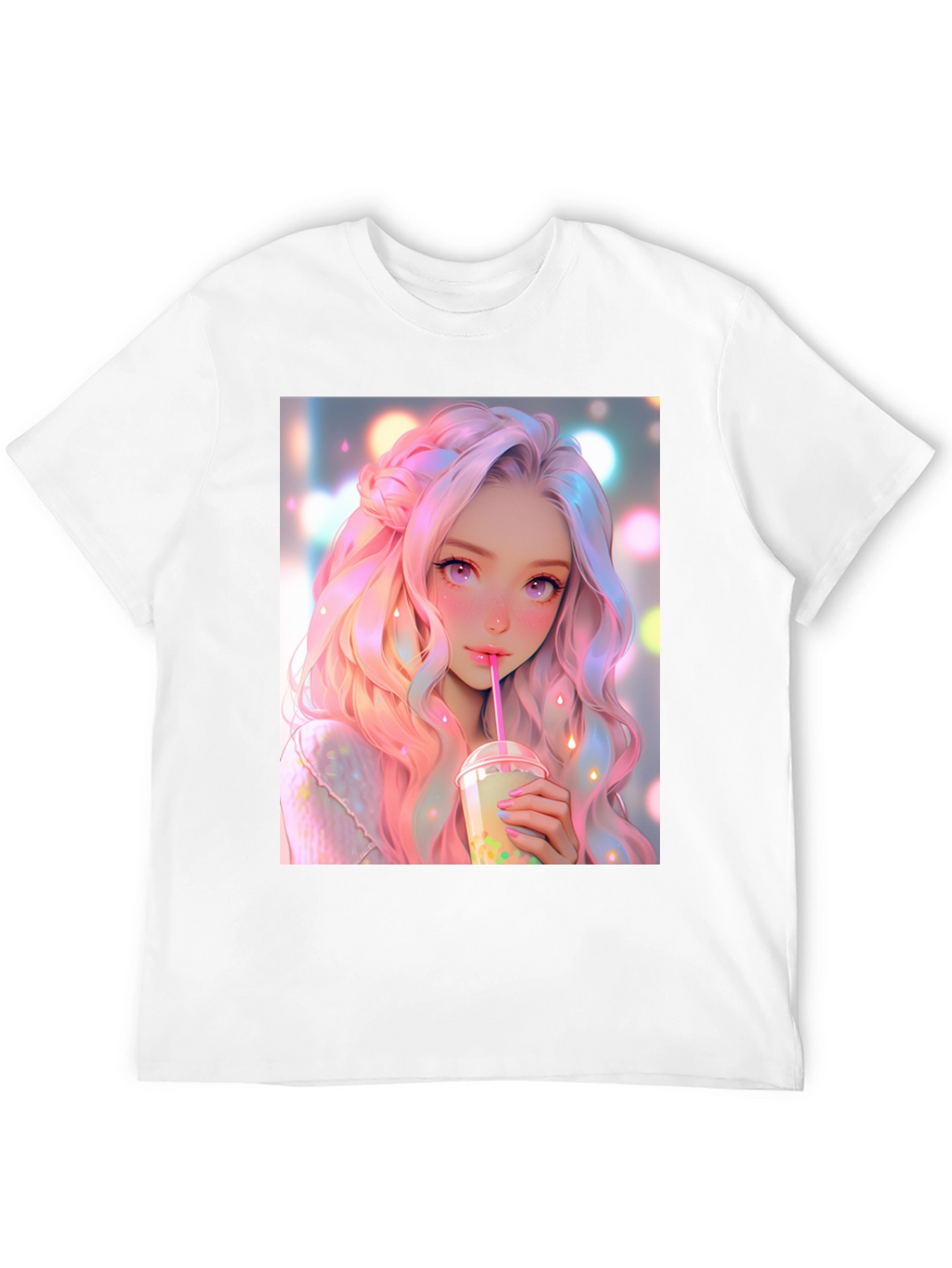 Anime Girl Bubble Tea Graphic T-Shirt
