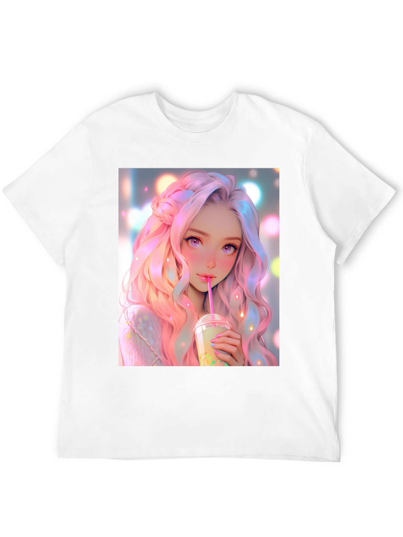 Anime Girl Bubble Tea Graphic T-Shirt