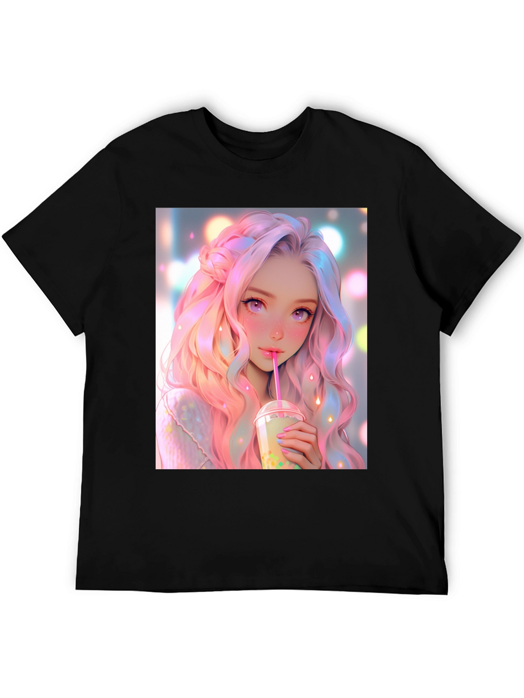 Anime Girl Bubble Tea Graphic T-Shirt