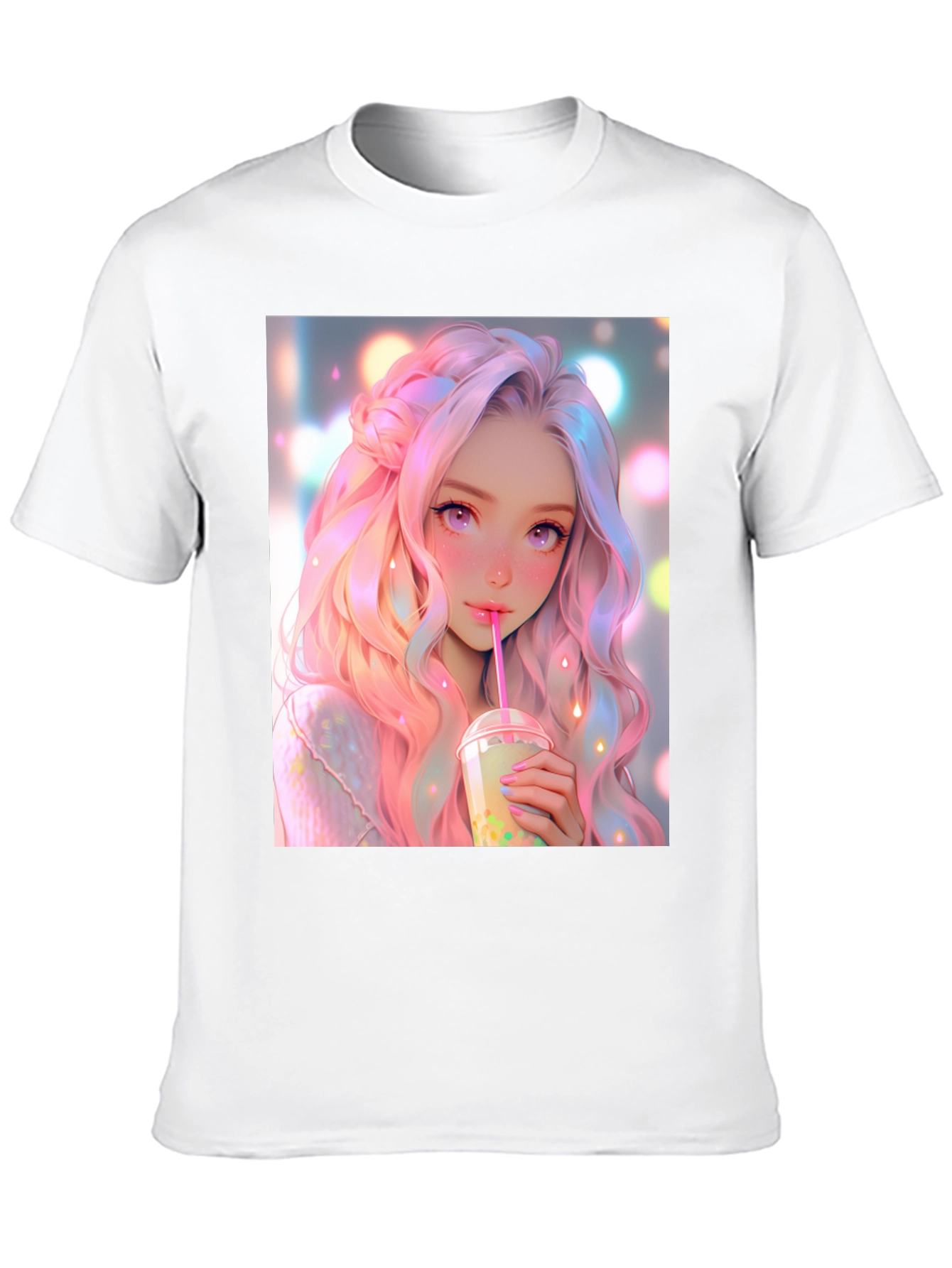 Anime Girl Bubble Tea Graphic T-Shirt