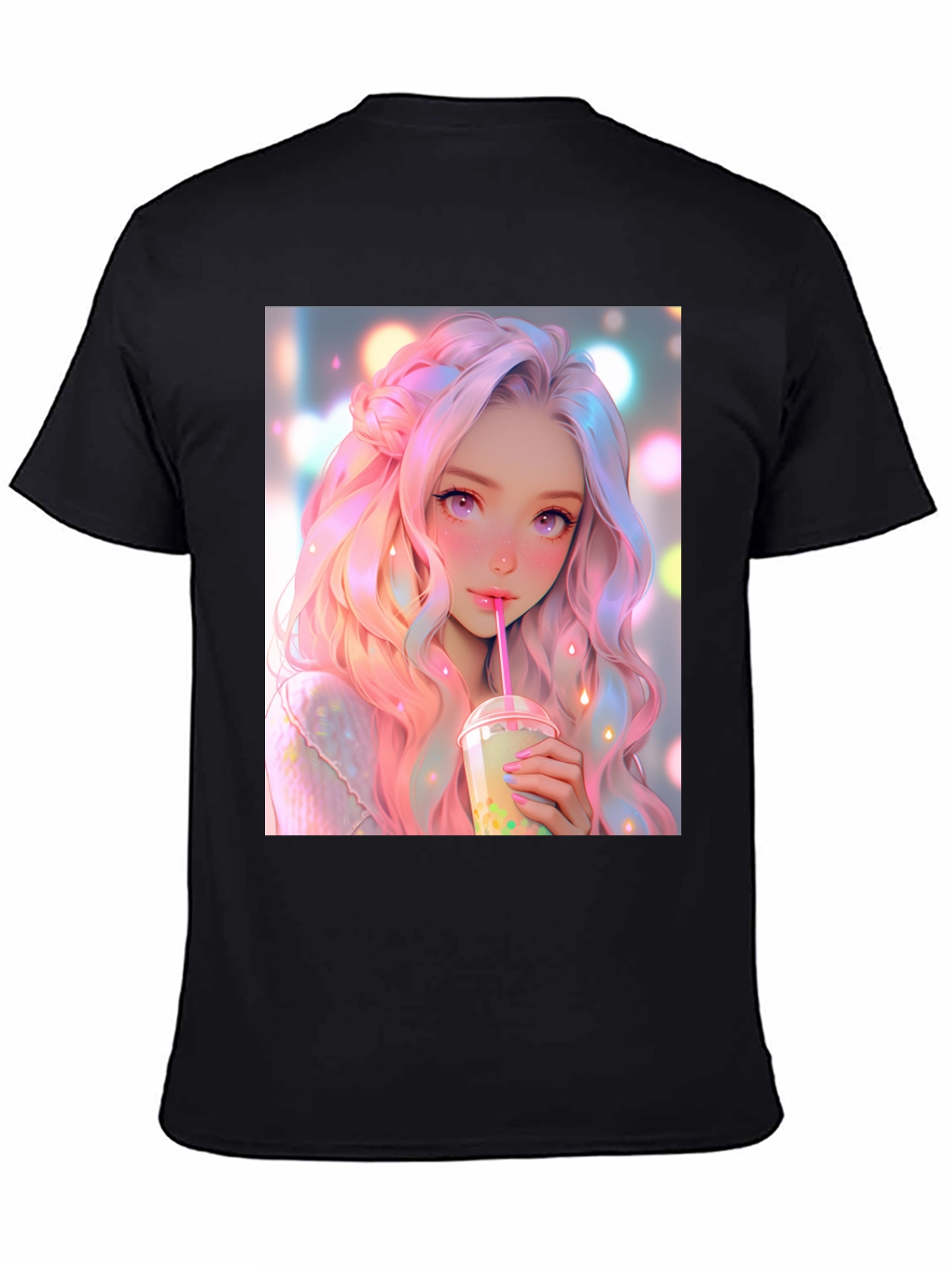 Anime Girl Bubble Tea Graphic T-Shirt