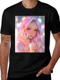 Anime Girl Bubble Tea Graphic T-Shirt