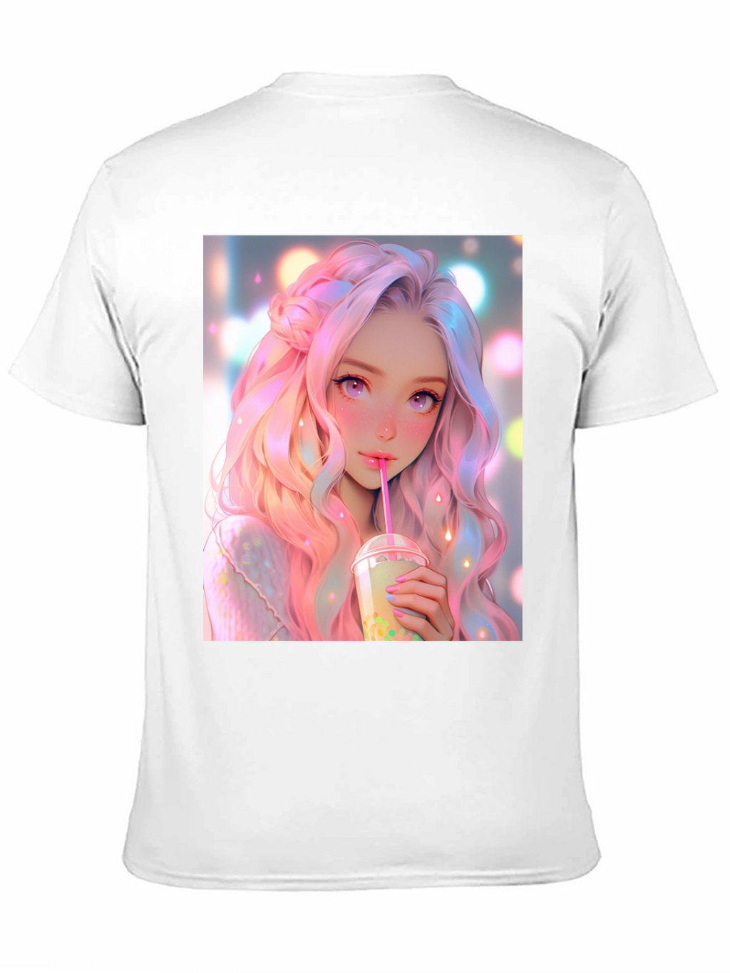 Anime Girl Bubble Tea Graphic T-Shirt