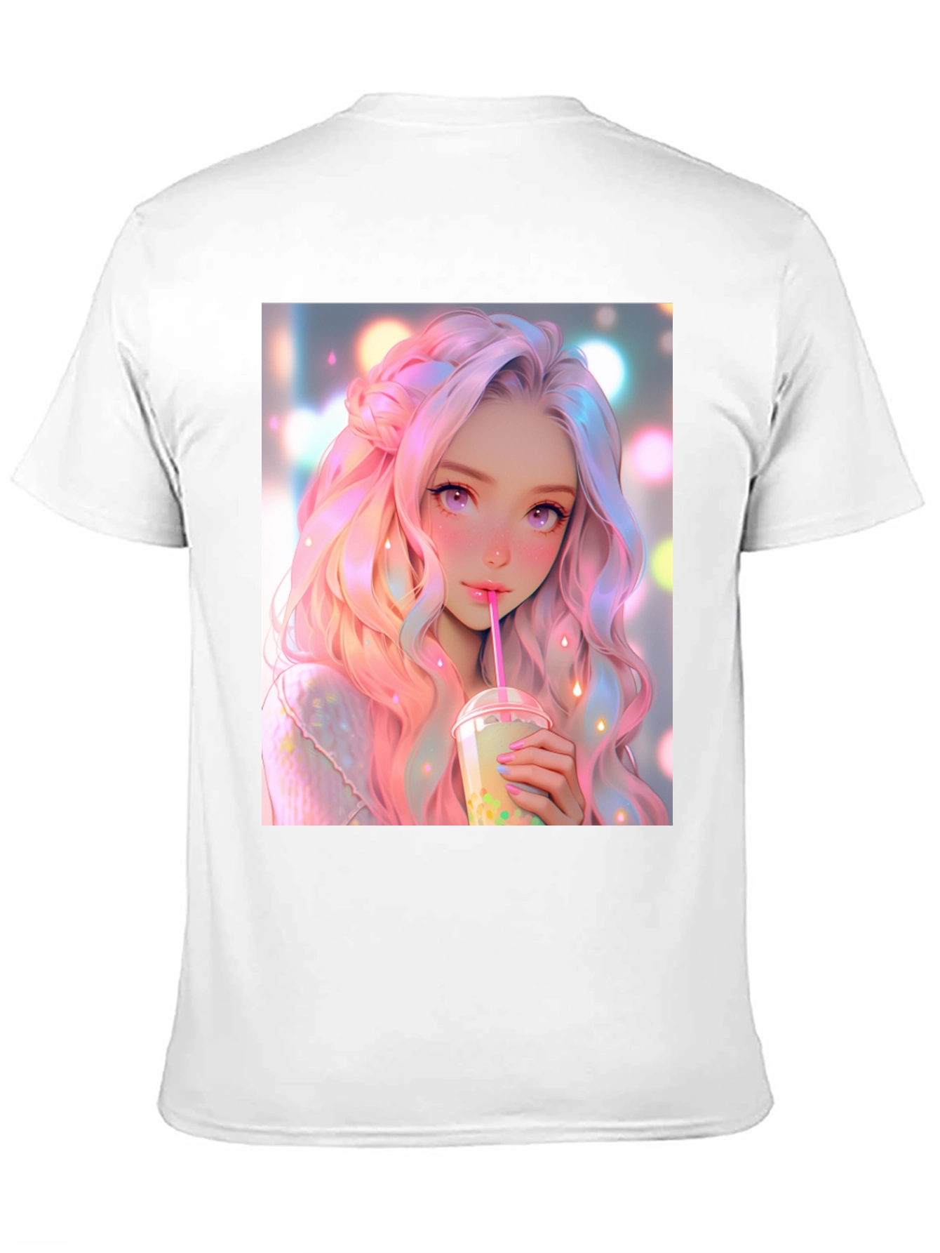 Anime Girl Bubble Tea Graphic T-Shirt